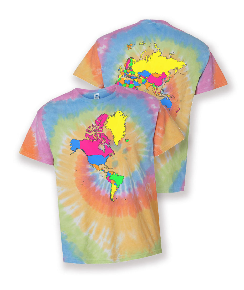 World Map T-Shirt - Tie Dye