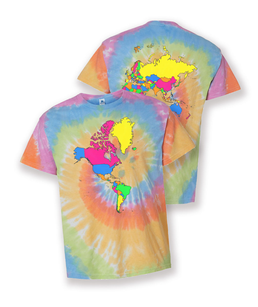 World Map T-Shirt - Tie Dye