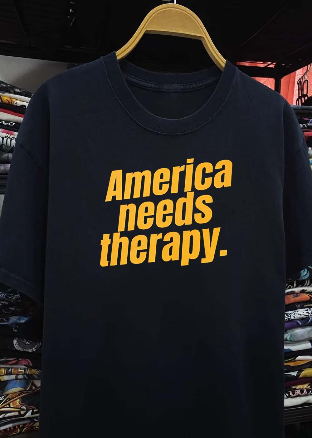 America Needs Therapy Brown T-Shirt