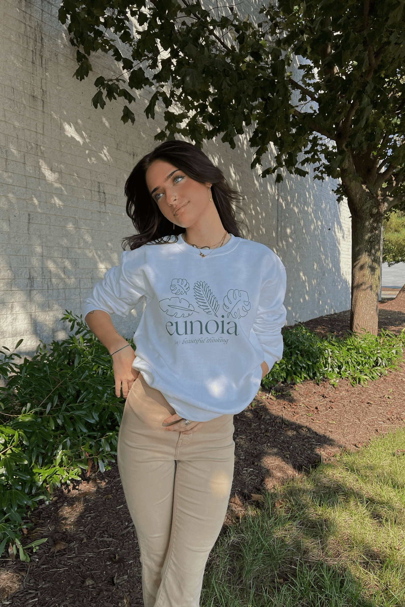 Lily Weber: 'Eunoia' White Crewneck