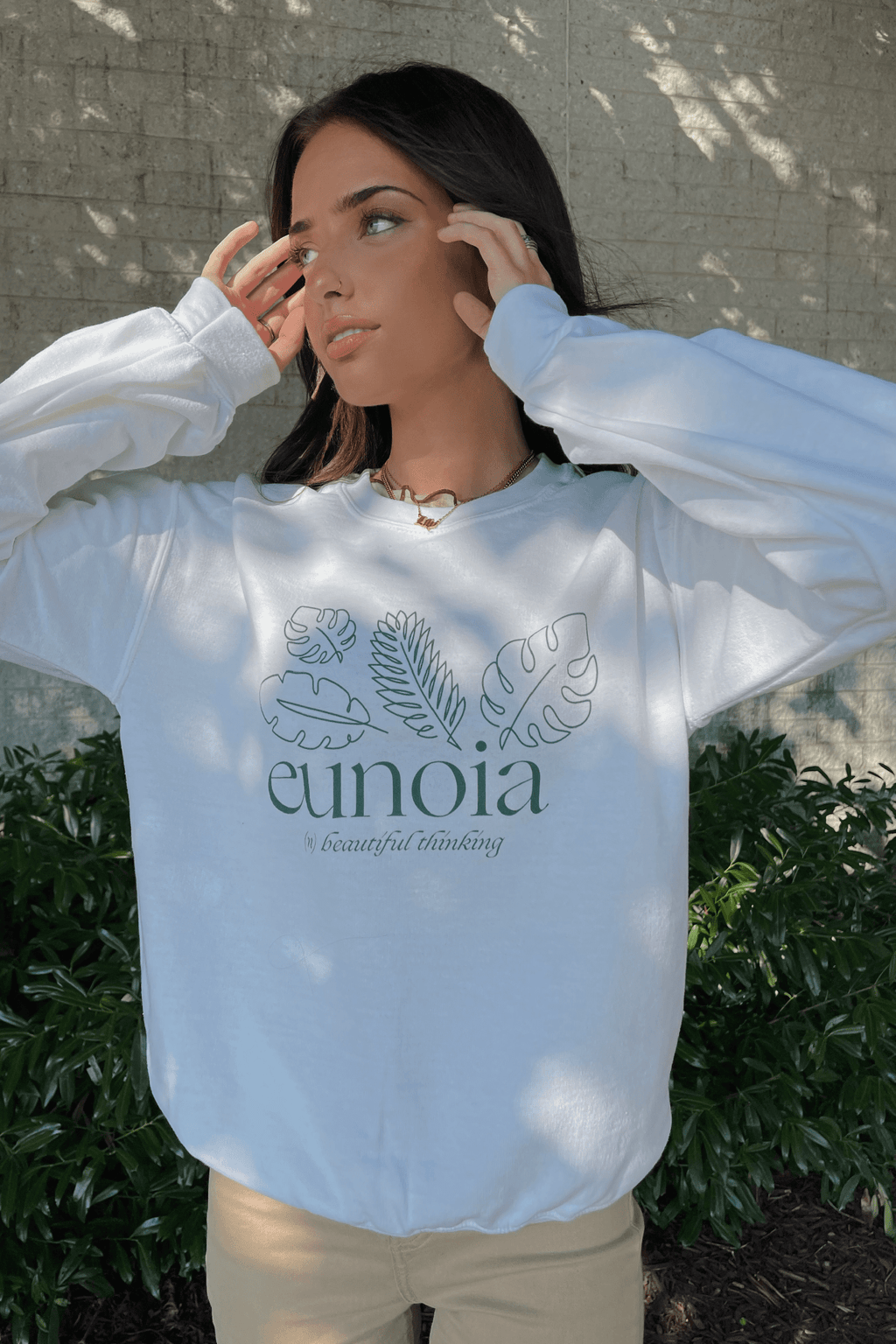 Lily Weber: 'Eunoia' White Crewneck