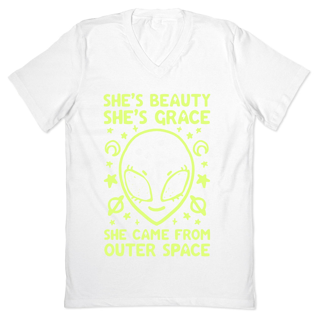 She's Beauty She's Grace She Came From Outer Space V-Neck