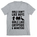 Girls Don't Like Boys Girls Like Cryptids and Monsters Parody V-Neck