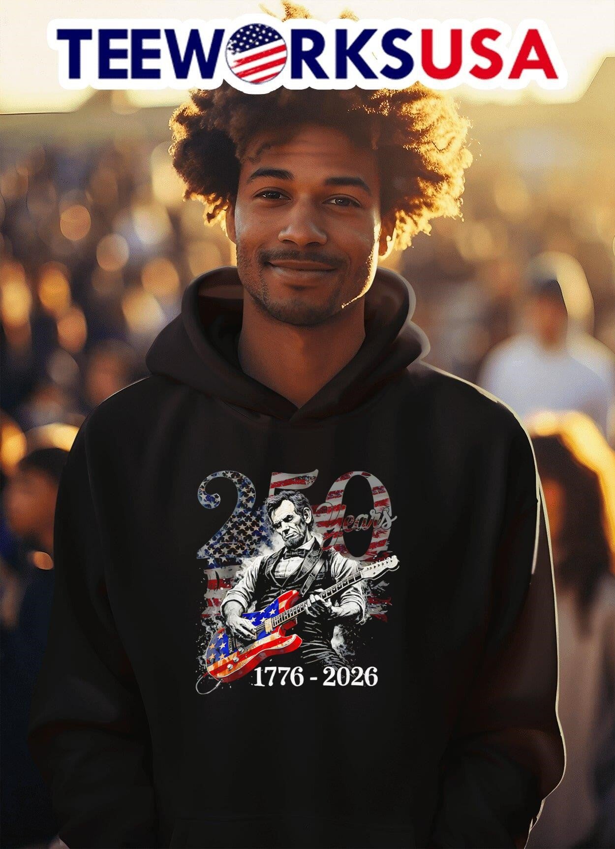 250 Years 1776 2026 Abraham Lincoln Playing Guitar Shirt