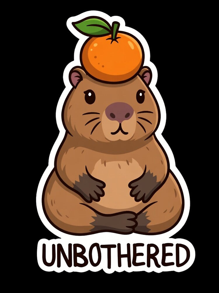 Unbothered Capybara Zen Mode - Funny Chill Animal With Orange by GeniePixel