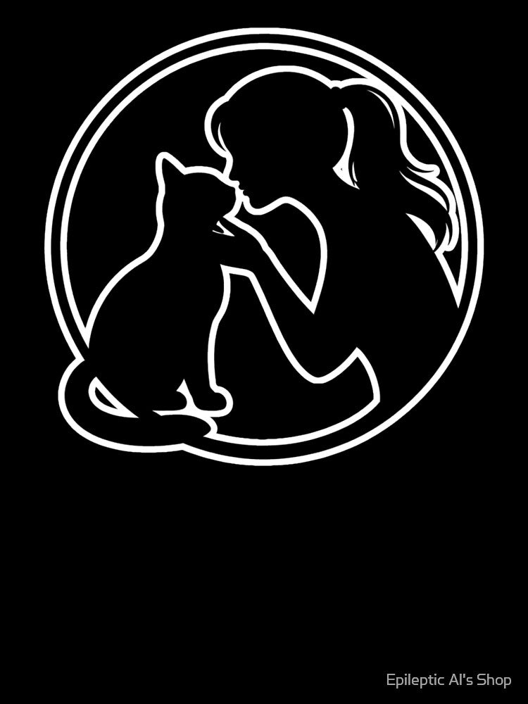 Girl and Cat Silhouette Circle by Epileptic Al's Shop