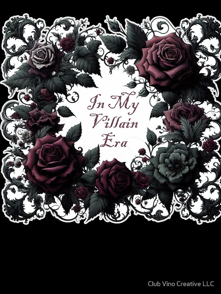 In My Villain Era - Goth Black Vine and Red Rose Frame by Club Vino Creative LLC
