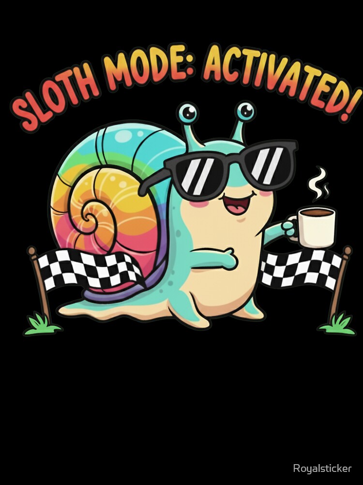Sloth Mode Activated Cute Rainbow Snail | Funny Lazy Coffee Lover Cartoon by Royalsticker