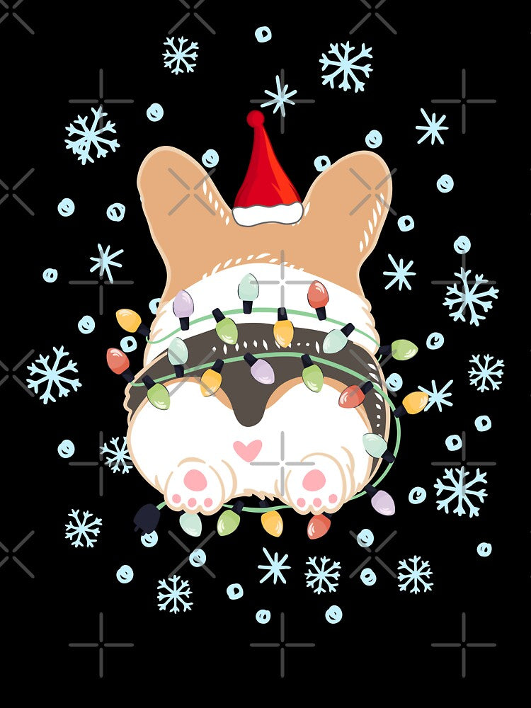 Cute Christmas Corgi Butt - Red Tricolor 2 by Lulupainting