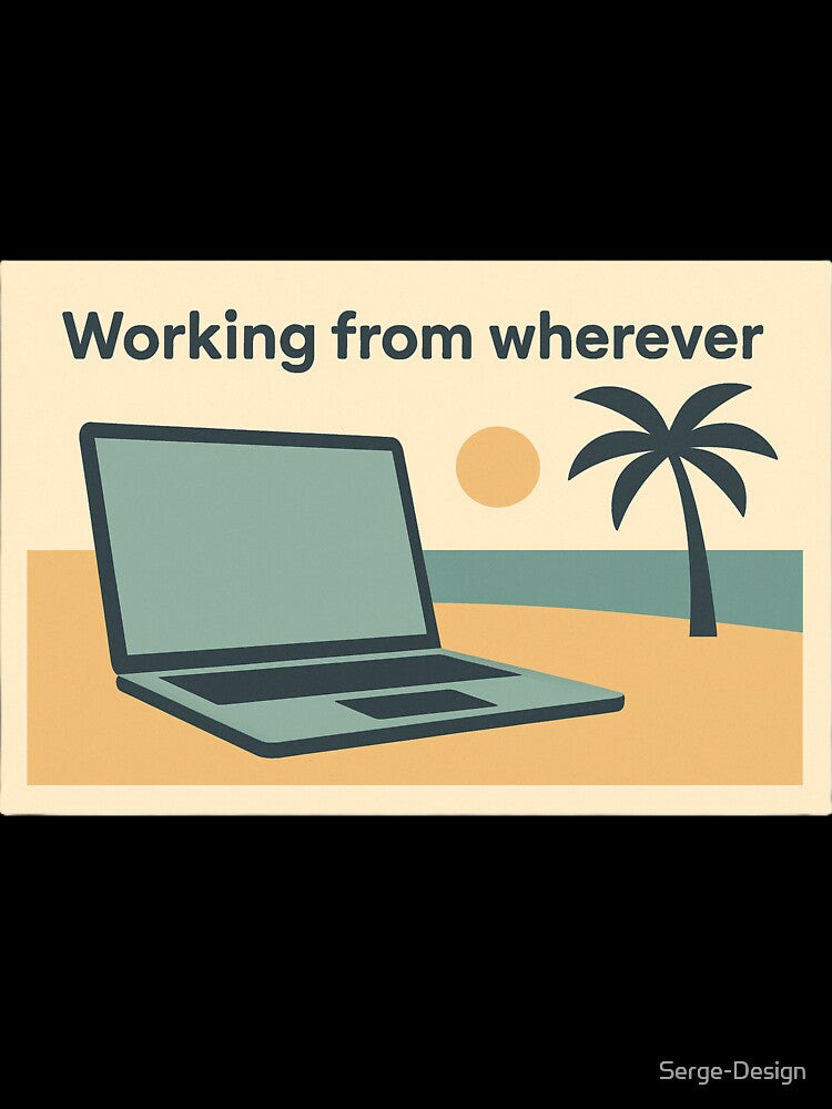 Laptop on Beach Postcard Style by Serge-Design