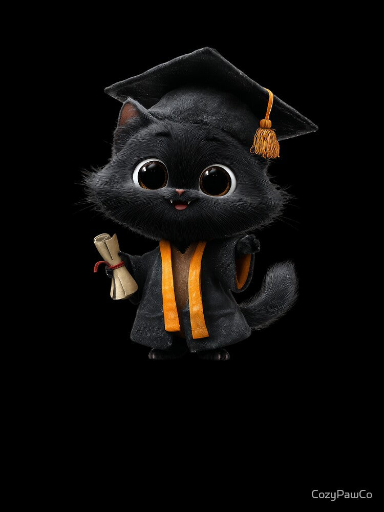 Cute Black Cat Graduation Cap Gown Diploma Funny Cat Graduate Gift Class of 2026 Cat Lover by CozyPawCo