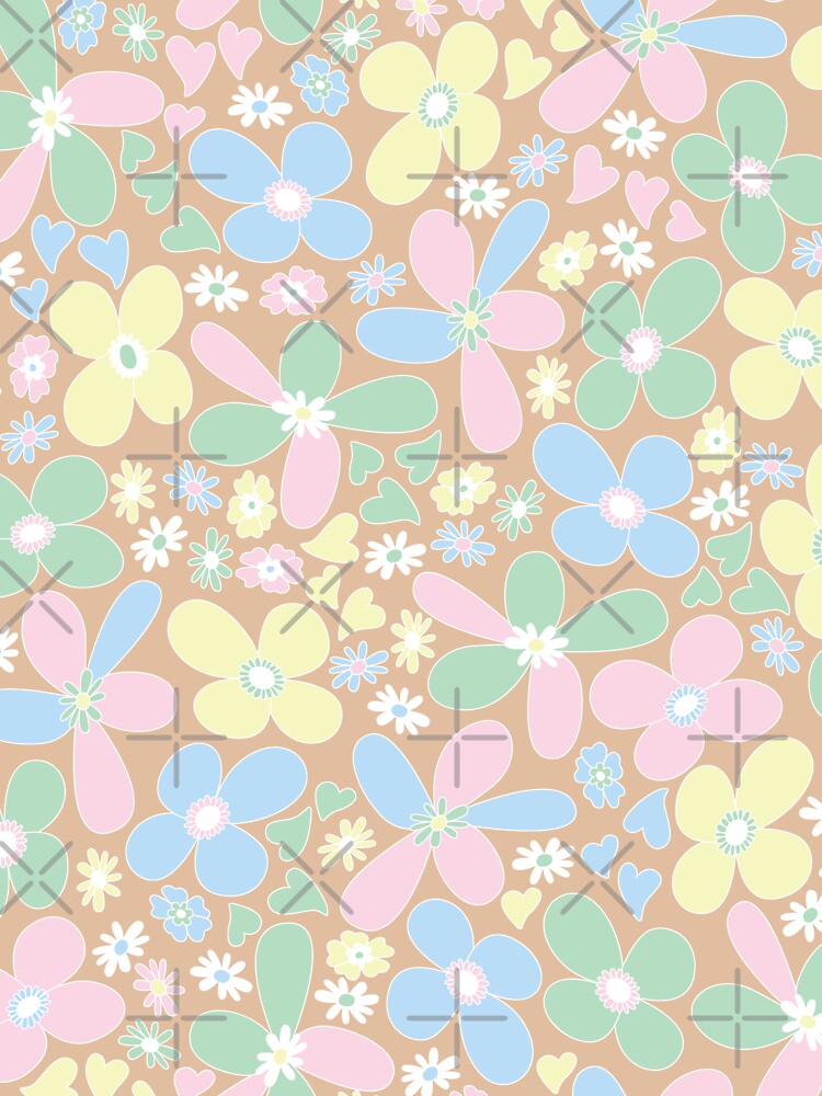 VINTAGE PASTEL BOHO RETRO 60S 70S FLOWER PATTERN DANISH SCANDINAVIAN STYLE by blomastudios