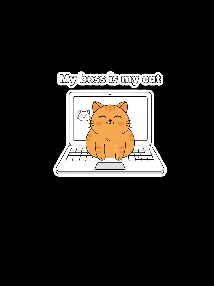 My Boss Is My Cat - Funny Remote Work Cat Lover Sticker by ZYNORAworld