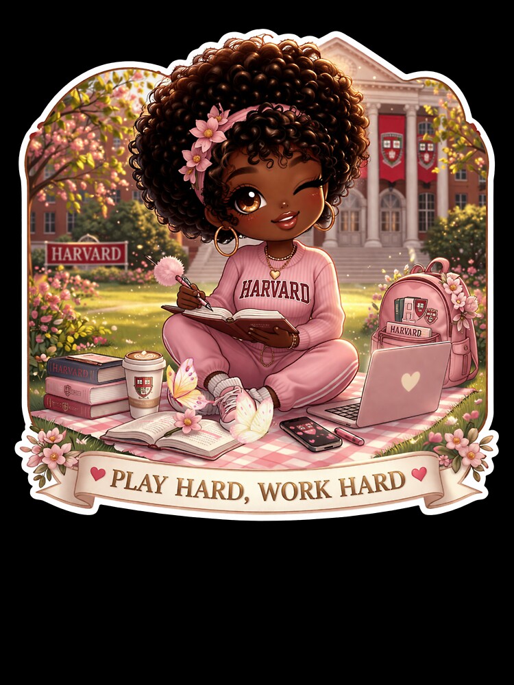 Study Motivation Cute Girl Sticker | Play Hard Work Hard Aesthetic | Soft Girl Student Life | Cozy Study Vibes by PrincSaraStudio