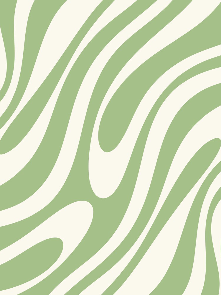 Wavy Loops Retro Abstract Pattern in Light Sage Green and Cream by kierkegaard