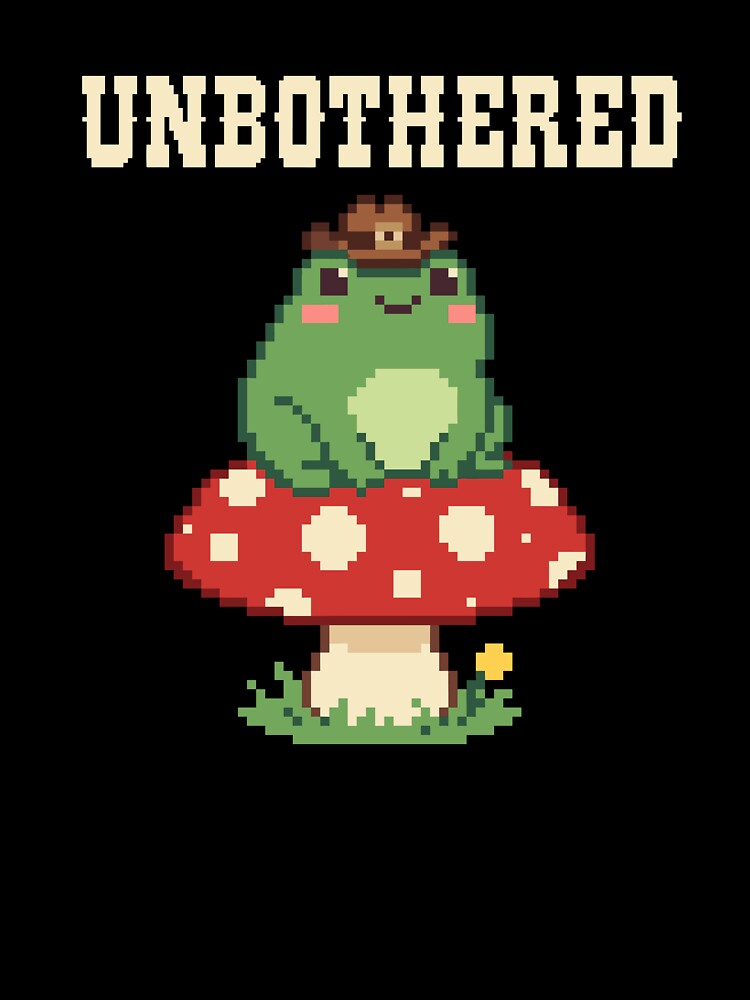 Unbothered Cowboy Frog on Mushroom Cute Pixel Art by artistastshirt