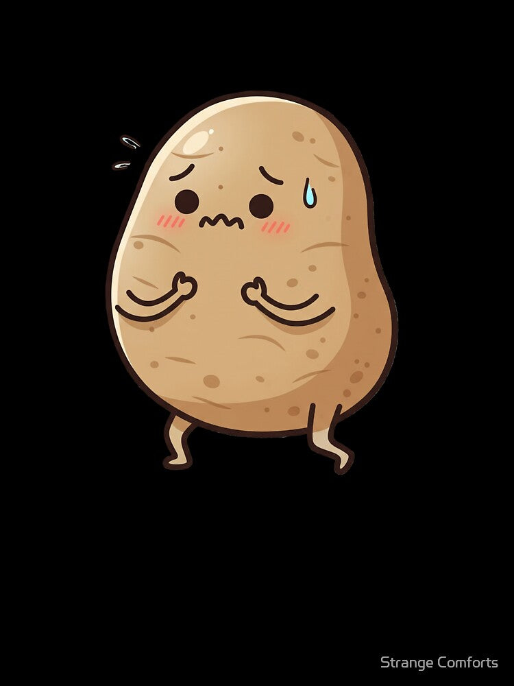 Worried Potato – Funny Anxiety Mascot Art Blue by Strange Comforts