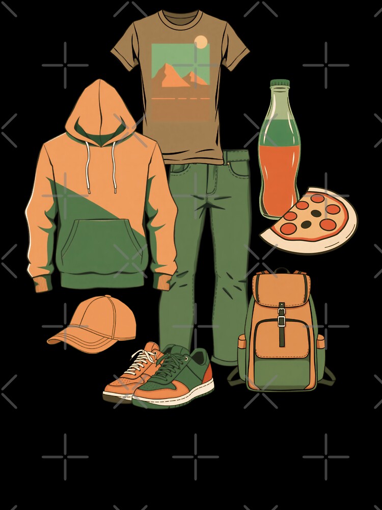 Clothes and Snacks Illustration Pattern | Urban/Youth Art by UnhingedBird