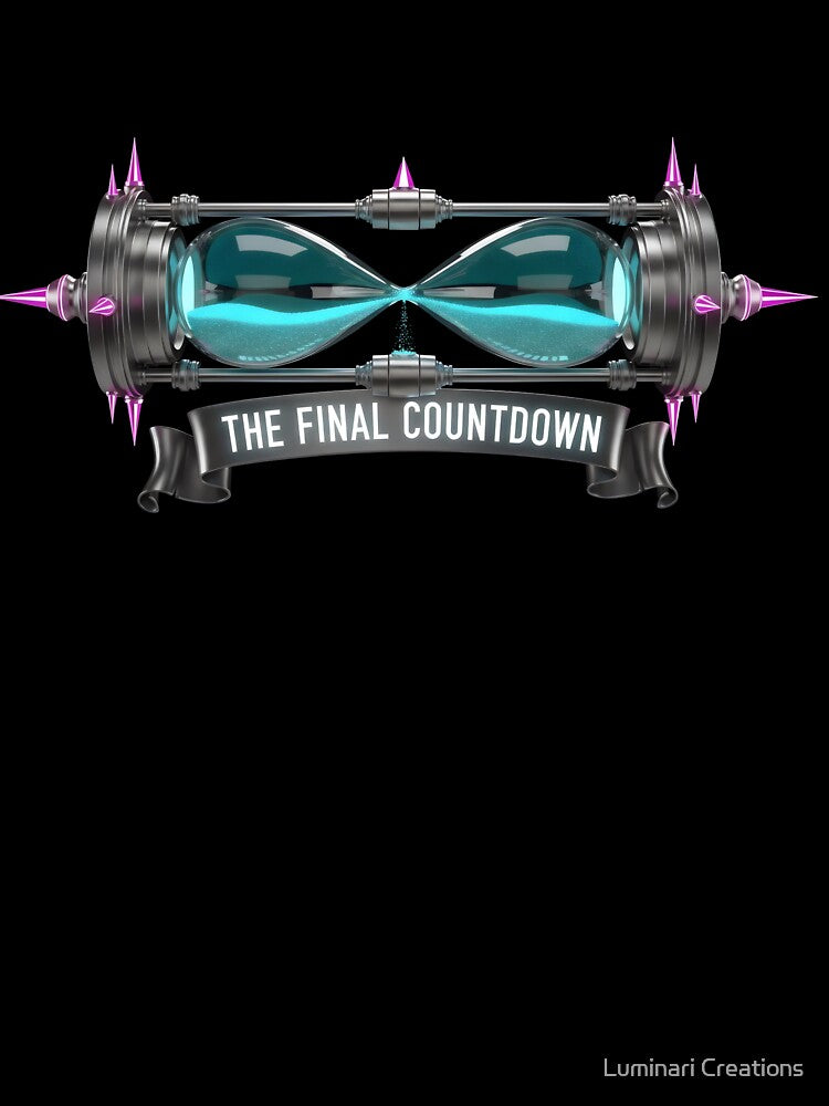 Cyberpunk Hourglass Art – The Final Countdown, Futuristic Sci-Fi Time Metallic Steampunk Design by Luminari Creations