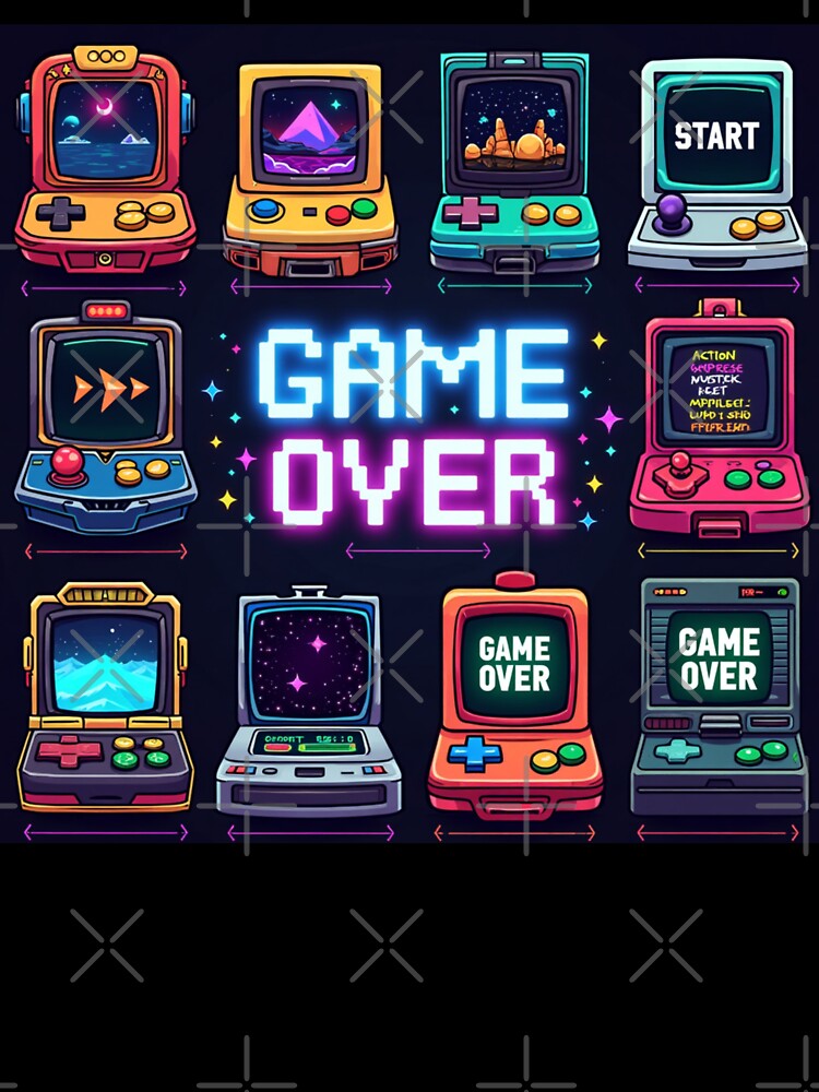 80s Retro Arcade Game Over Graphic - Vintage Gaming Design by GiftedExplorer