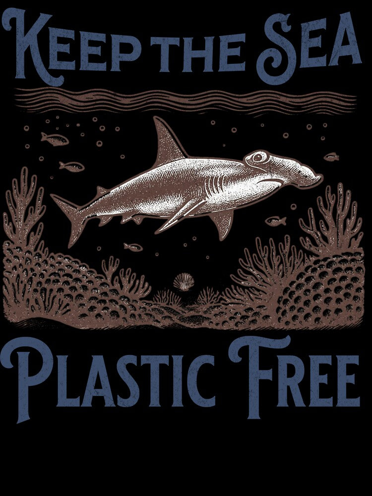 Keep the Sea Plastic Free – Sustainable Ocean Design with Shark & Environmental Message by Design-by-Micha
