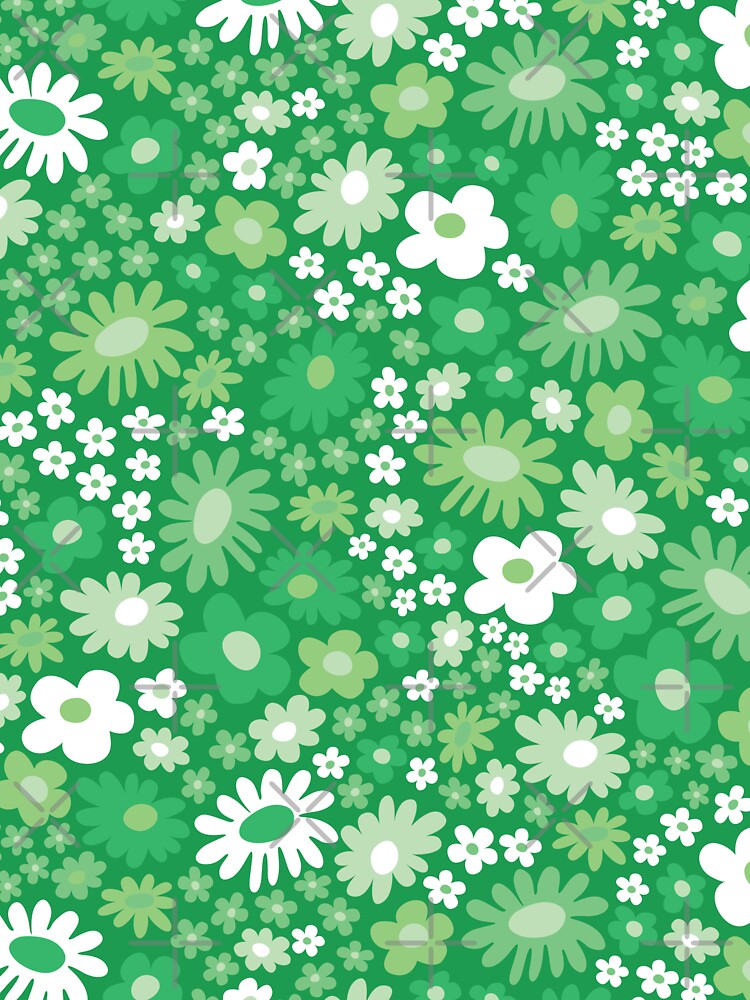 pastel green 60s retro flower power, light green, 60s groovy pattern, hippie flowers by blomastudios
