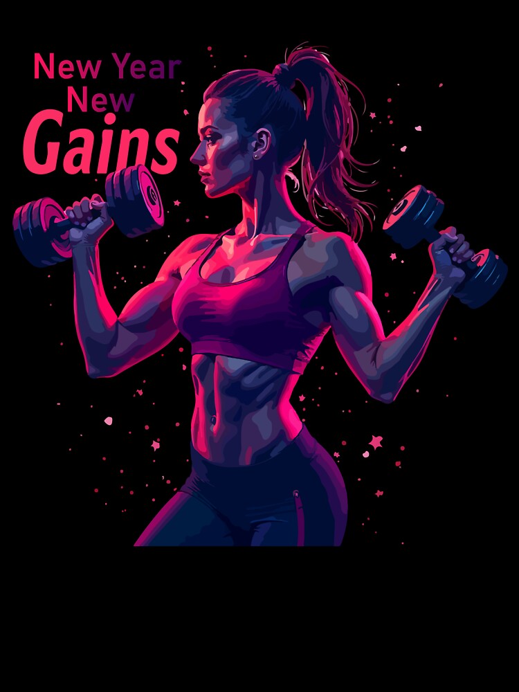 New Year New Gains - Motivational Gym & Bodybuilding Fitness Goals 2026 by Design-Pro-21
