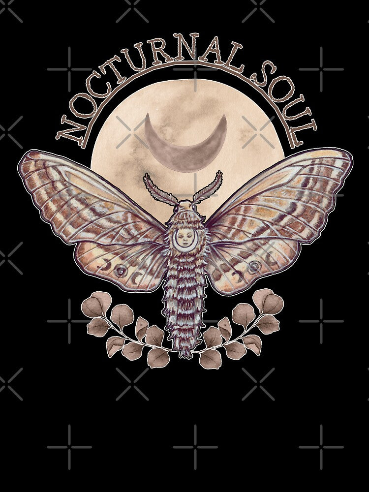Nocturnal Soul Moth Crescent Moon Gothic Vintage by esmavart