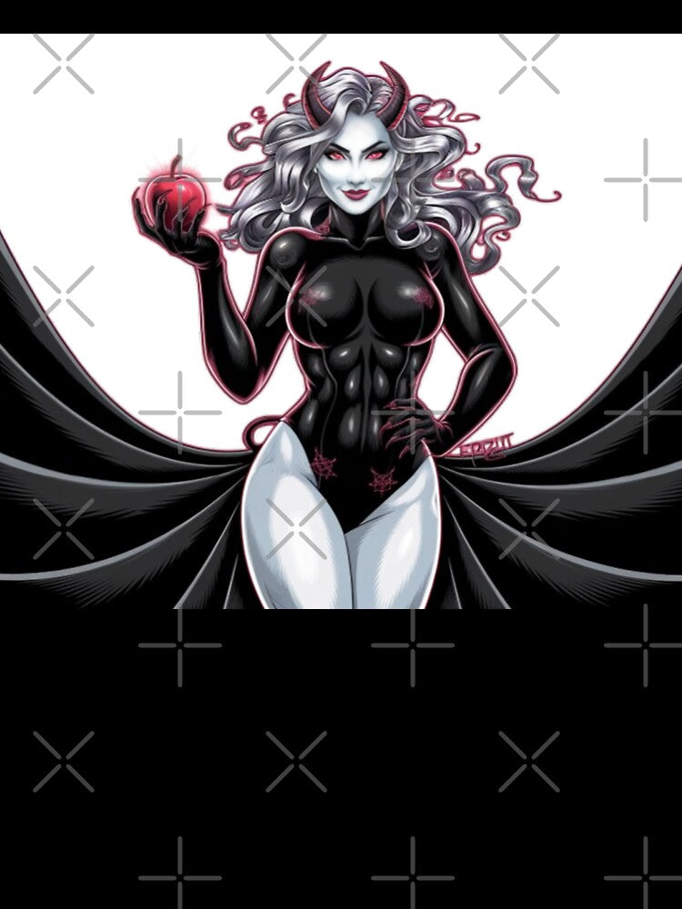 "Feminine Satanic Allure – Seductive Gothic Demon Woman Artwork with Hidden Dark Symbolism" by Fruzbt