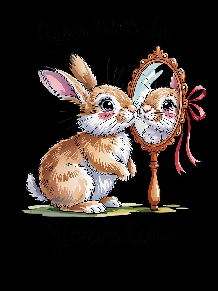 Cute Bunny Tee, Oversized, Mirror Rabbit by HaileyRobel