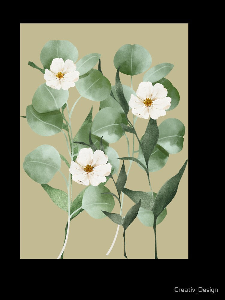 Soft Sage Eucalyptus & White Floral Botanical by Creativ_Design