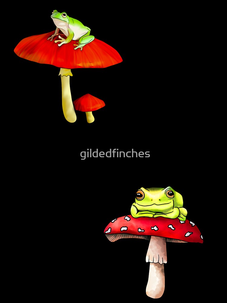 Cute Frogs on Toadstools by gildedfinches