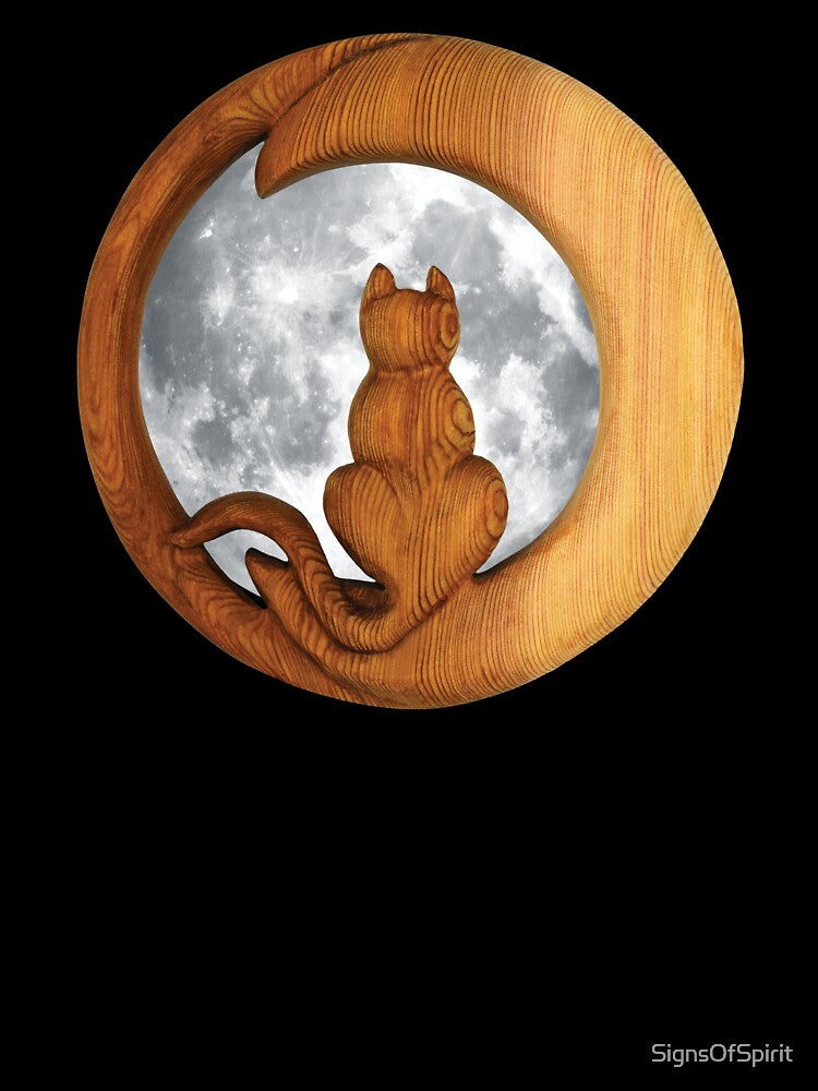 Cat Moon carving over Bright Full Moon by SignsOfSpirit