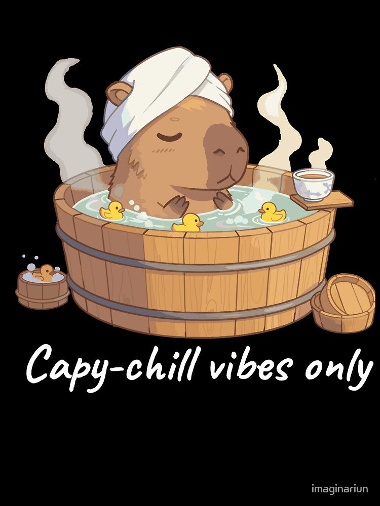 Capybara Bath Time – Capy-Chill Vibes Only Cute Animal Art by imaginariun