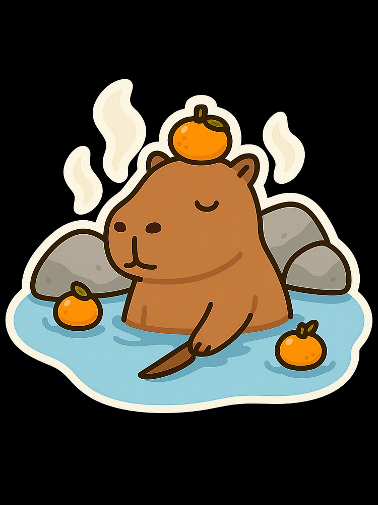 Zen Capybara – Kawaii Hot Spring Animal Sticker by Tripconic