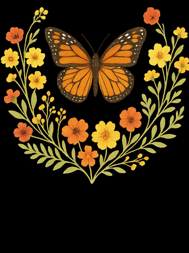 Whispers of the Meadow | Fairycore & Cottagecore Monarch Butterfly and Wildflower Apparel by Enchanted Garden