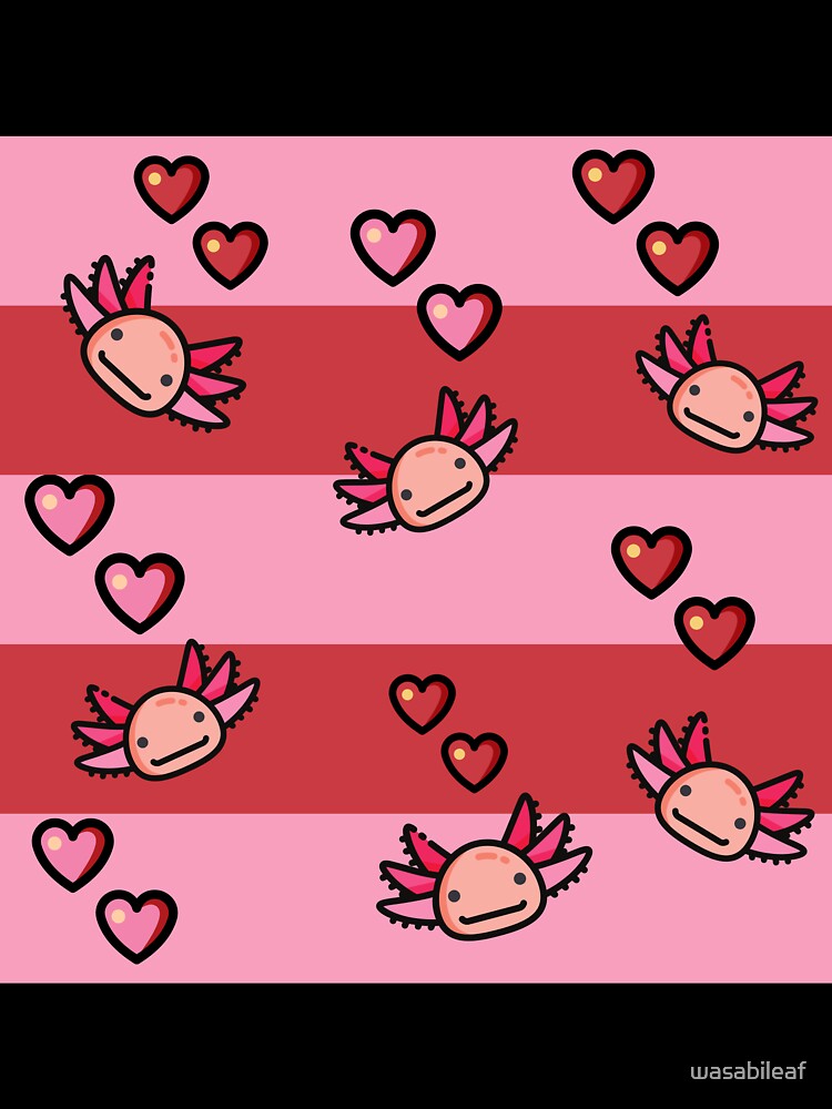 Pink Axolotl Love Tapestry by wasabileaf