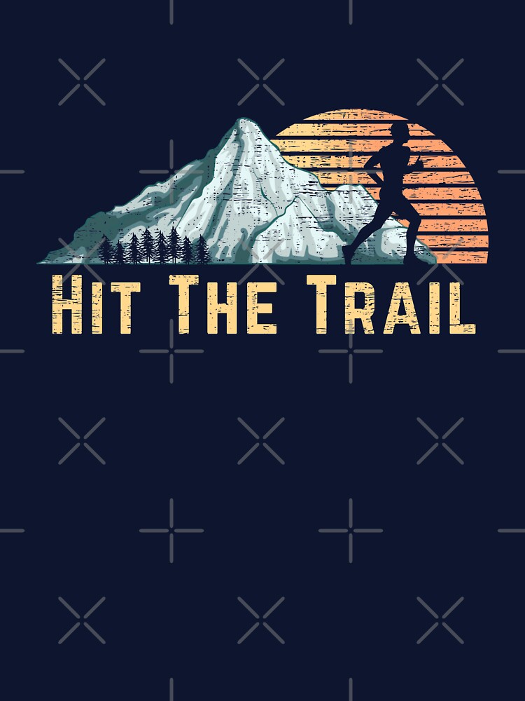 Hit The Trail Vintage Mountain Runner Retro Trail Running by 74ninetees