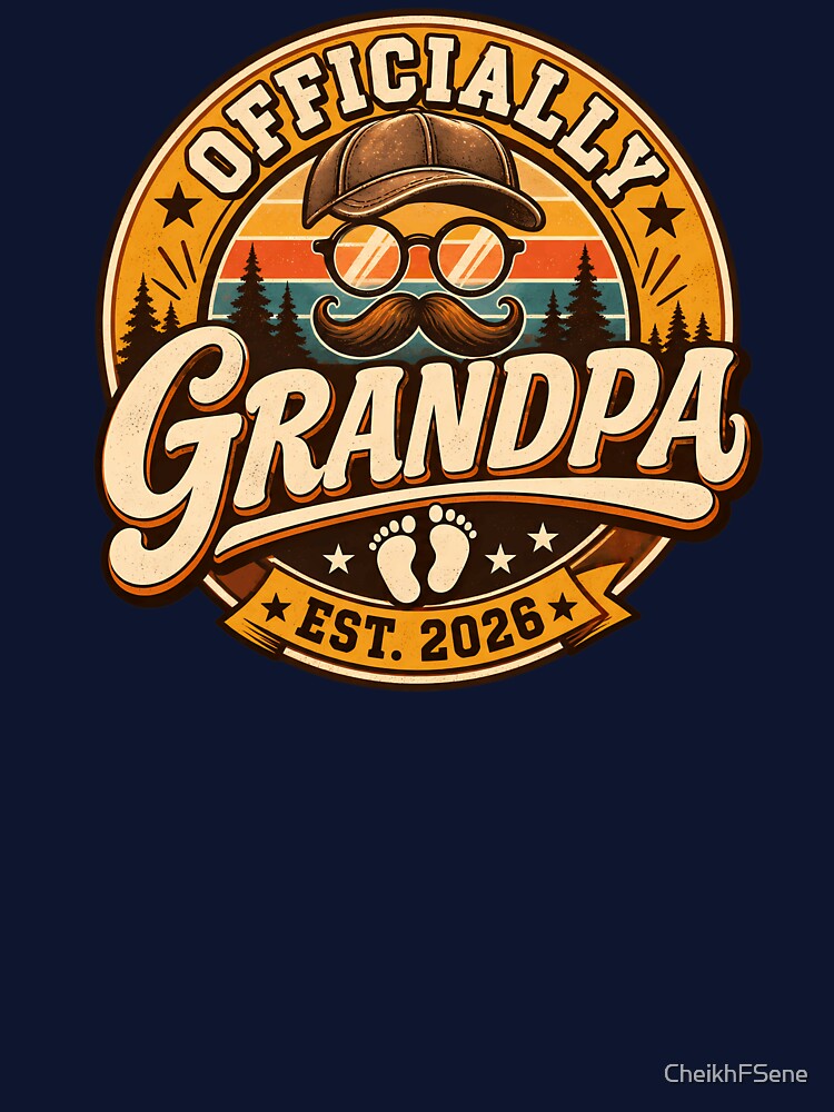 Officially Grandpa Est 2026 New Grandpa Pregnancy Announcement Retro Vintage Baby Reveal Gift by Velustro Shop