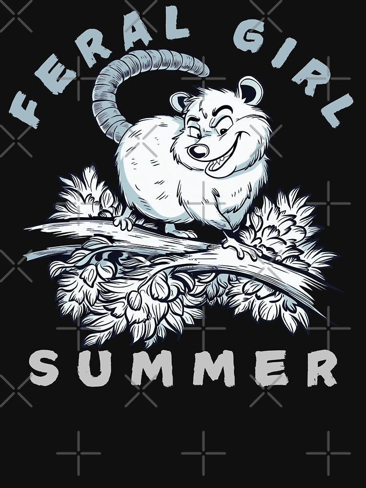 Feral Girl Summer Opossum Wild Summer Vibes by SkymarArt