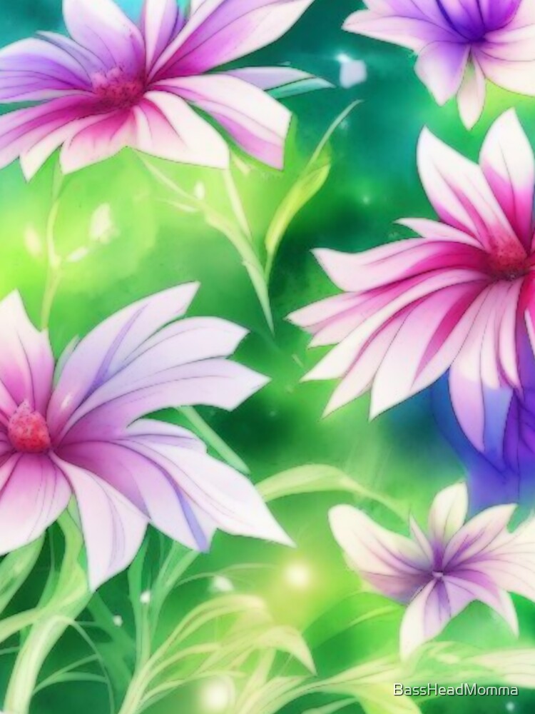 Soft Floral Starry Sky Watercolor No 3 by BassHeadMomma