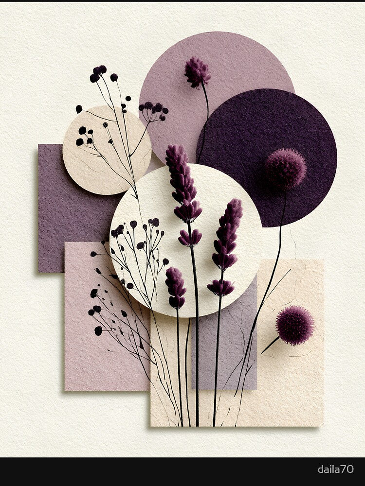 Abstract Dried Wildflowers Boho Purple Pastel Collage by daila70