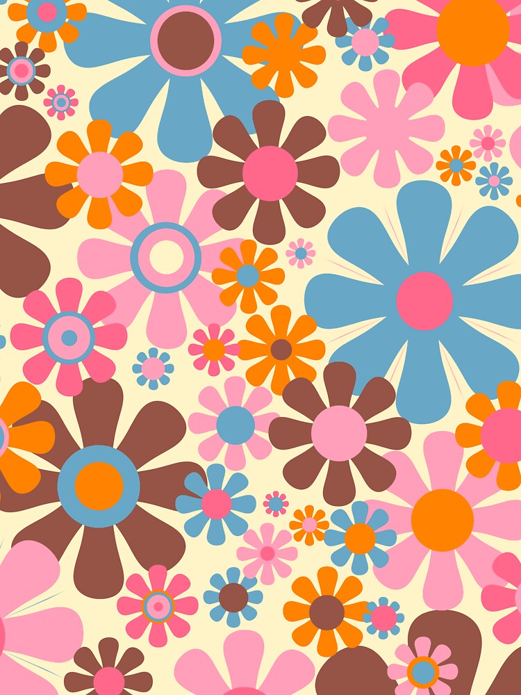 Groovy Retro 60s 70s Floral Pattern by kierkegaard