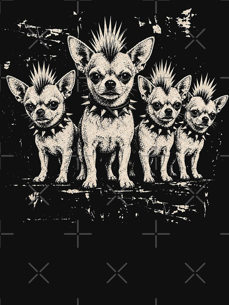Vintage Punk Chihuahua Rock Chihuahua Mohawk Spiked Collar by will freed18