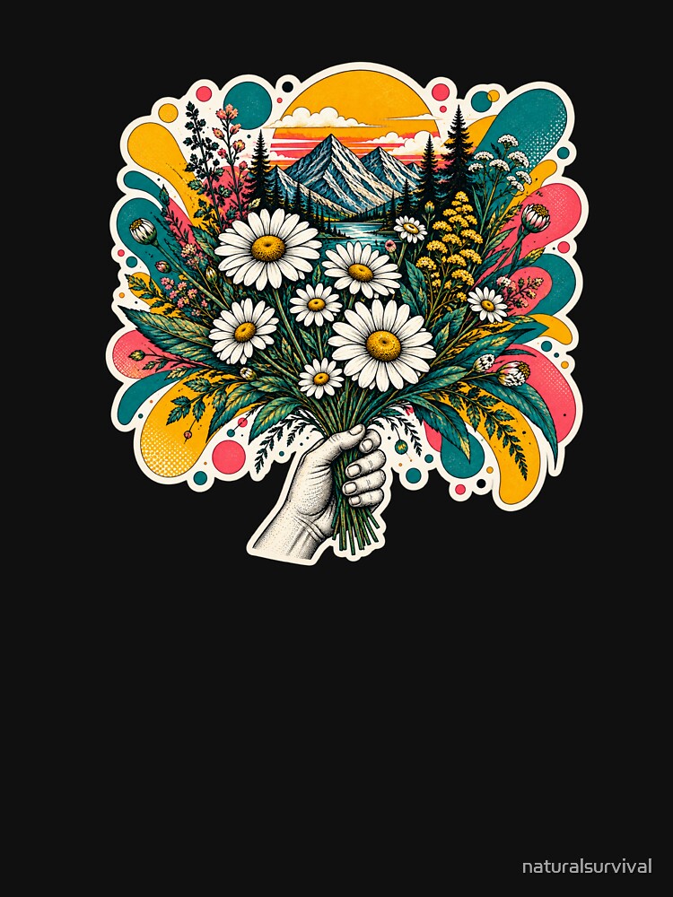 Daisy Mountain Bloom – Retro Floral Pop Art by naturalsurvival