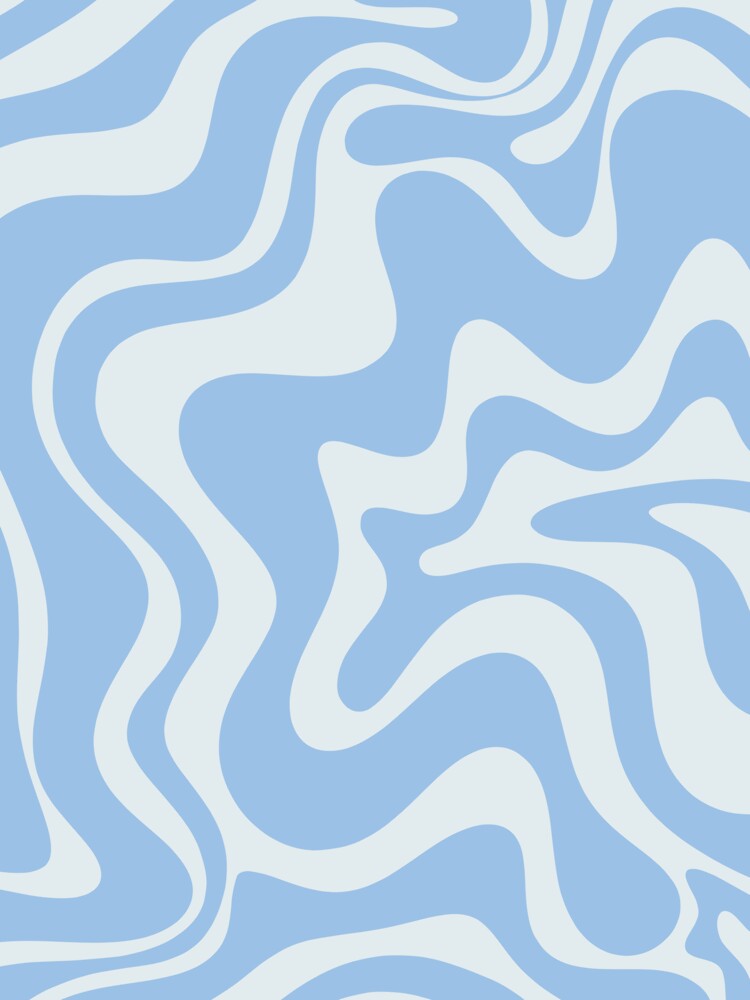 Retro Liquid Swirl Abstract Pattern in Pastel Powder Blue by kierkegaard