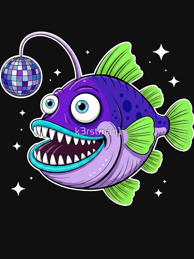 Funny Purple Disco Anglerfish Cartoon by k3rstman1