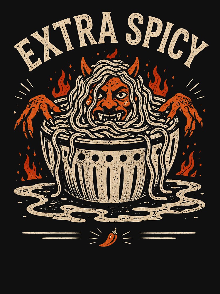 Extra Spicy Personality Hot Noodles Foodie, Food Pun, Ramen, Asian Food, Funny Foodie, Spicy Noodles by Quiajia