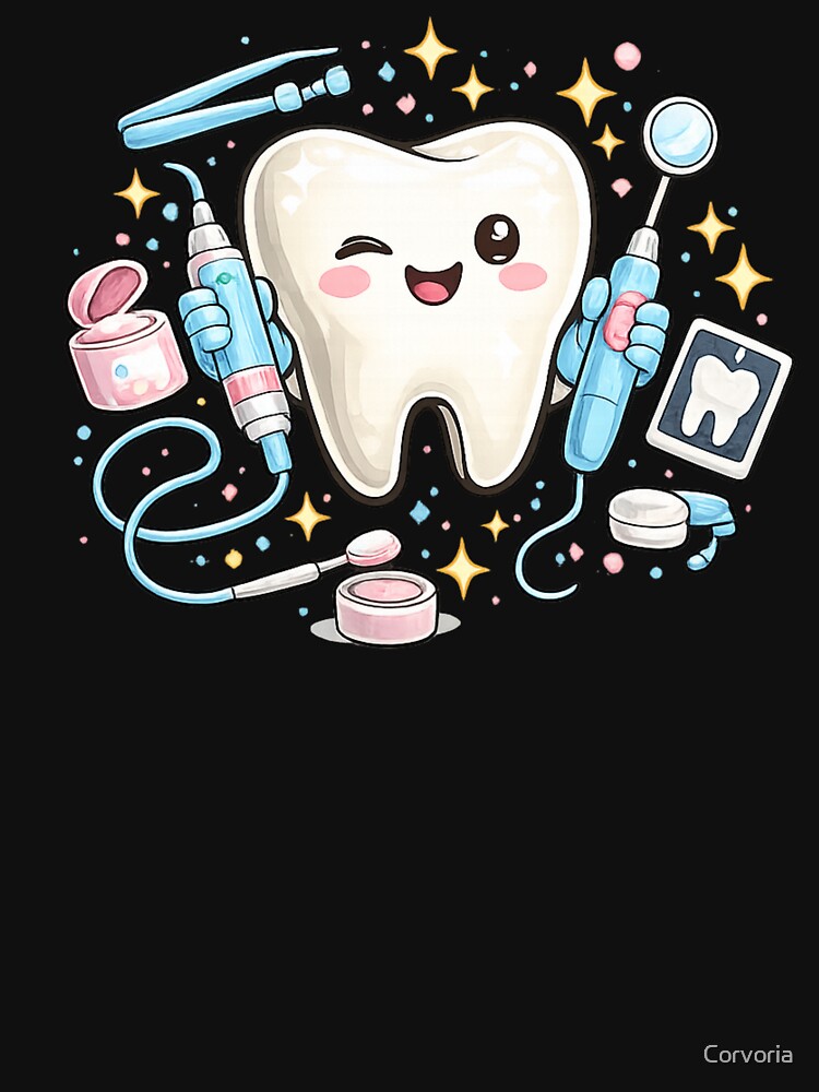 Dental Hygienist Gift Cute Tooth Art by Corvoria
