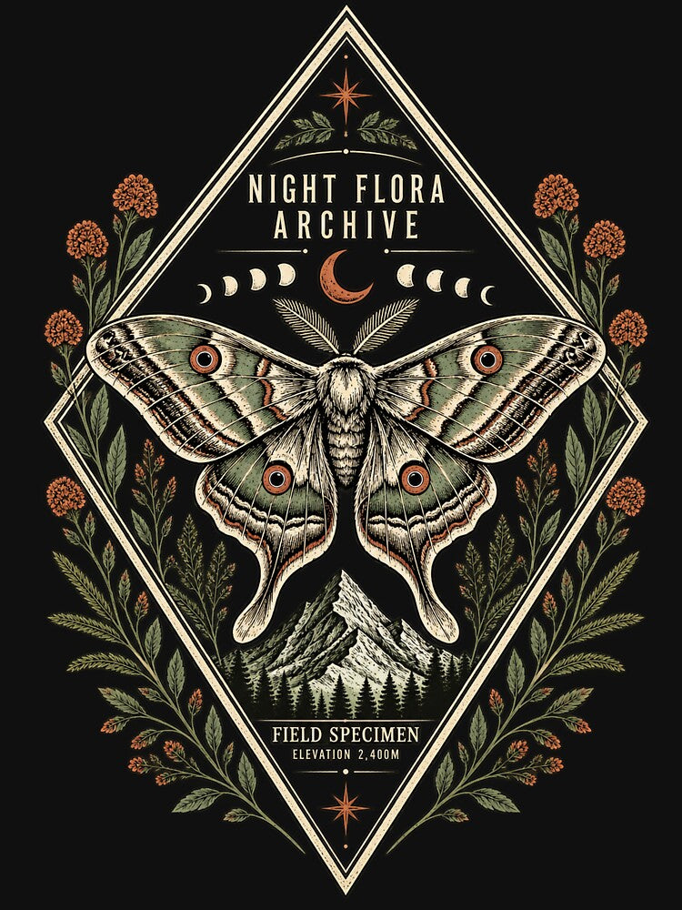 Vintage Moth Botanical Night Archive by TrendiKloset
